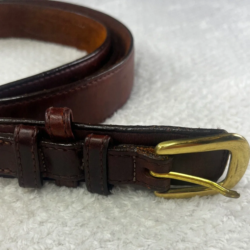 Brighton Mens Brown Mahogany Leather Belt Gold Buckle Dress Casual 35307 Size 42